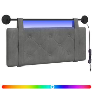 vidaXL Cabecero colgante Con luz LED Gris oscuro Terciopelo