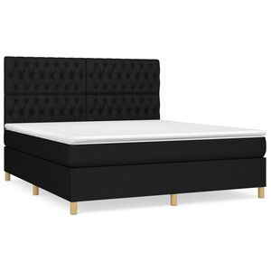 vidaXL Cama box spring con colch&oacute;n tela negro 180x200 cm