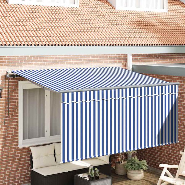 vidaXL Toldo Retr&aacute;ctil Manual Azul y 300 x 200 cm Poli&eacute;ster y Aluminio