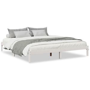 vidaXL Cama extralarga sin colch&oacute;n madera maciza pino blanca 180x210cm
