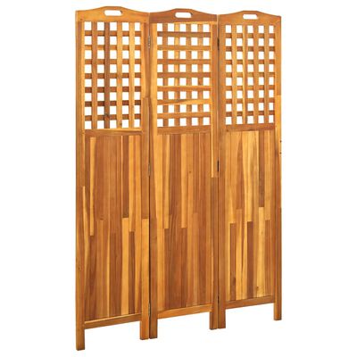 vidaXL Biombo de 3 paneles madera maciza de acacia 121x2x170 cm
