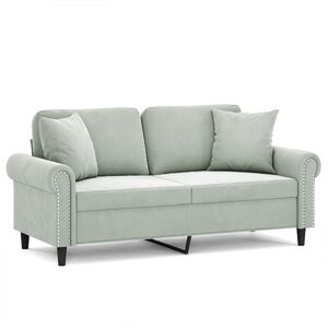 vidaXL Sof&aacute; de 2 plazas con cojines terciopelo gris claro 140 cm