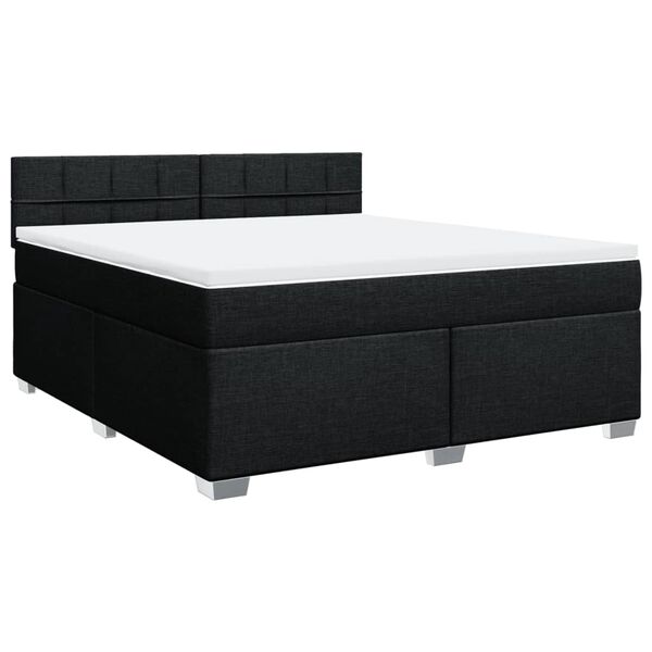 vidaXL Cama box spring con colch&oacute;n tela negro 180x200 cm
