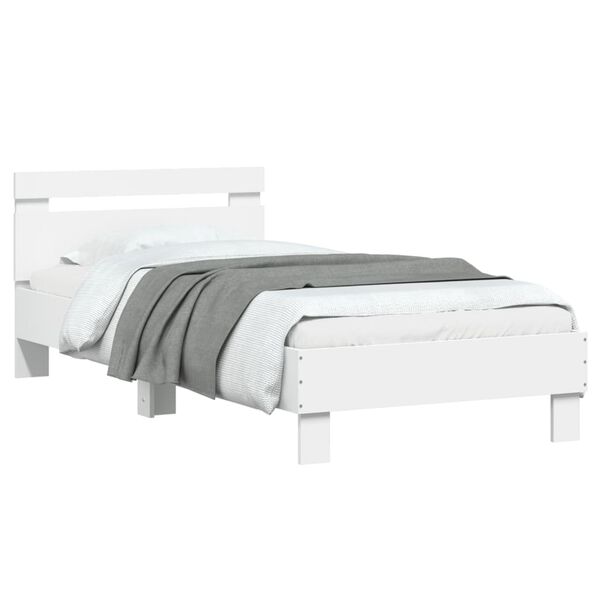 vidaXL Cama con cabecero madera de ingenier&iacute;a blanca 90x190 cm