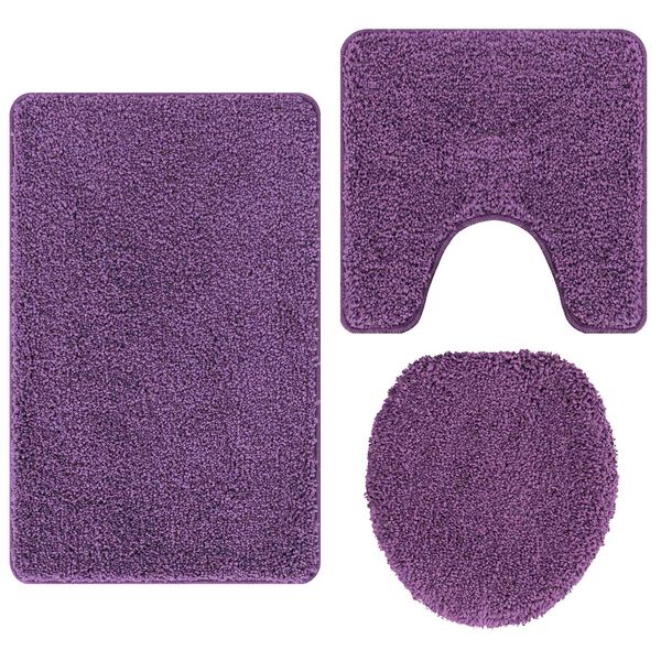 vidaXL Conjunto de alfombra de ba&ntilde;o antideslizante 3 pcs Morado PP