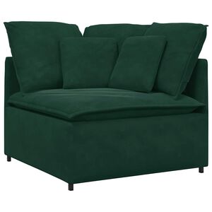 vidaXL M&oacute;dulo esquinero de sof&aacute; modular con cojines, verde oscuro, 100 cm