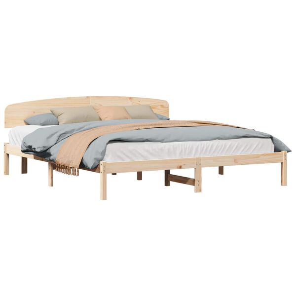 vidaXL Estructura de cama Natural 200 x 200 cm Madera de pino macizo
