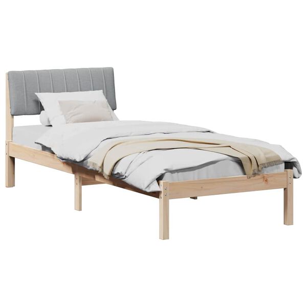 vidaXL Estructura de cama con cabecera Marrón y gris claro 75 x 190 cm