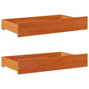 vidaXL Cajones debajo cama con ruedas 2 uds madera maciza pino marr&oacute;n