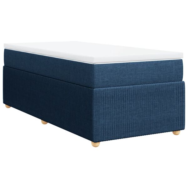 vidaXL Cama box spring con colchón tela azul 100x200 cm
