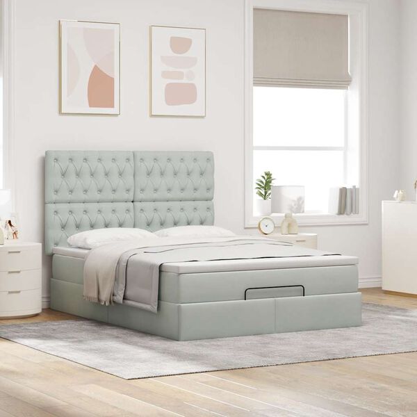 vidaXL Estructura cama otomana colchones gris claro 140x190cm