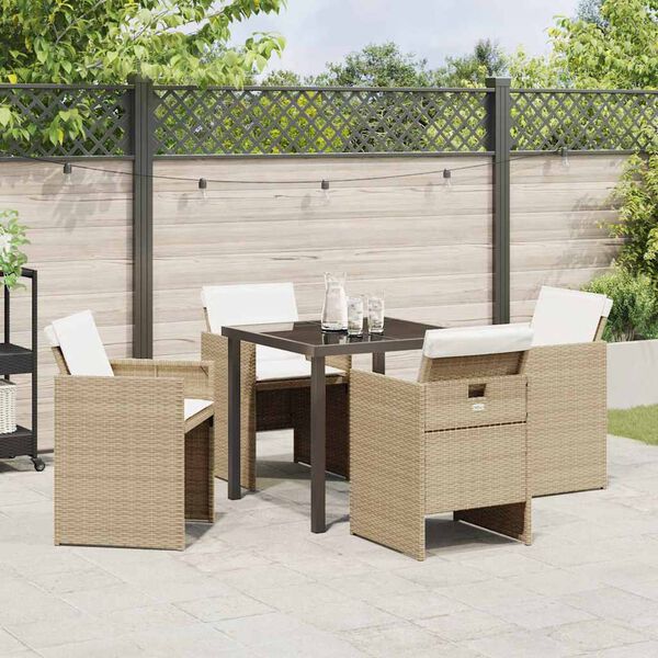vidaXL Conjunto de Comedor de Jard&iacute;n 5 pcs Beige rat&aacute;n sint&eacute;tico