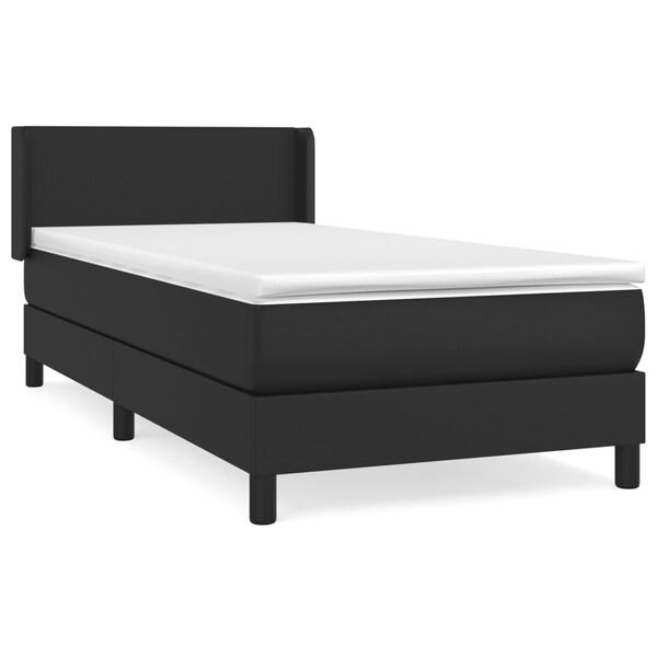 vidaXL Cama box spring con colch&oacute;n cuero sint&eacute;tico negro 90x190 cm