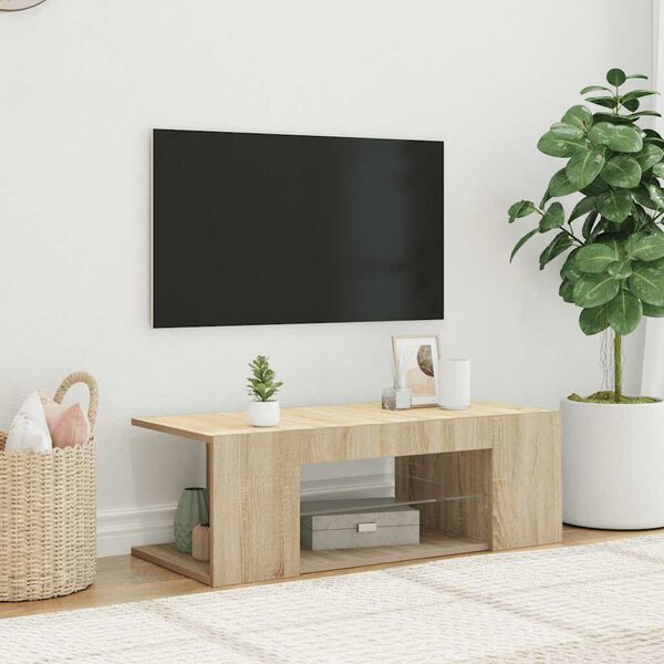 vidaXL Mueble de TV con luces LED roble Sonoma 90x39x30 cm