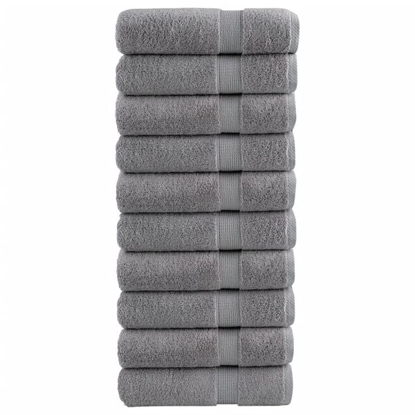 vidaXL Toallas de ducha SOLUND 10 uds gris 70x140 cm 600 gsm