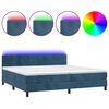 vidaXL Cama box spring colch&oacute;n y LED terciopelo azul oscuro 200x200 cm