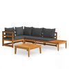 vidaXL Set muebles de jard&iacute;n 4 pzas cojines gris oscuro madera acacia