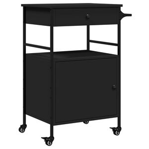 vidaXL Carrito de cocina de madera de ingenier&iacute;a negro 56x43x89,5 cm