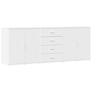 vidaXL Aparadores 3 uds madera contrachapada blanco