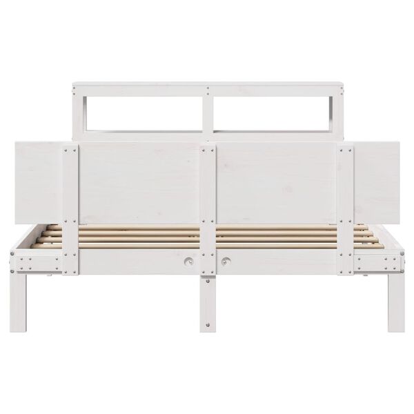 vidaXL Estructura de cama con cabecero sin colch&oacute;n blanco 120x200 cm