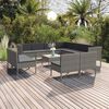 vidaXL Set de muebles de jard&iacute;n 12 pzas y cojines rat&aacute;n sint&eacute;tico gris