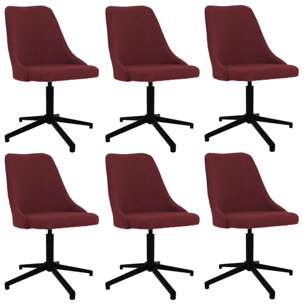 vidaXL Sillas de comedor giratorias 6 unidades tela rojo tinto