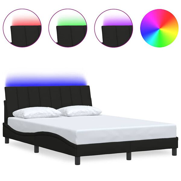 vidaXL Estructura de cama sin colch&oacute;n Hanko tela negro 120x200 cm