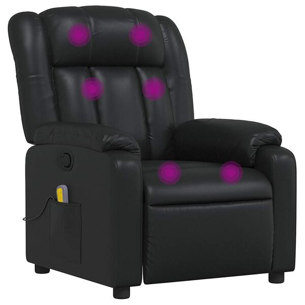 vidaXL Sillón de masaje reclinable cuero sintético negro
