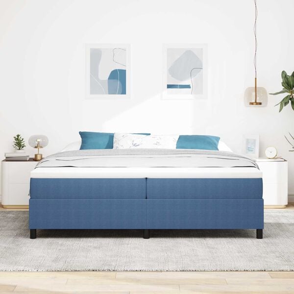 vidaXL Cama de plataforma Azul 200 x 200 cm Tela de Pana