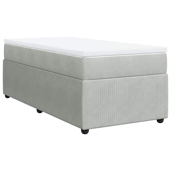 vidaXL Cama box spring con colch&oacute;n terciopelo gris claro 80x200 cm