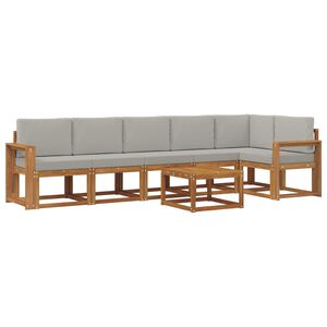vidaXL Conjunto de sof&aacute;s de exterior 7 pcs Gris Natural y Claro