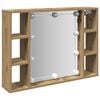 vidaXL Mueble espejo y LED madera ingenier&iacute;a roble artisan 76x15x55cm
