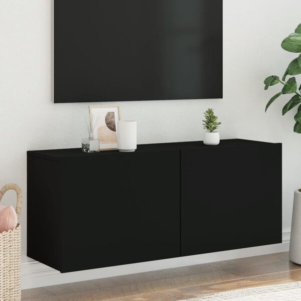 vidaXL Mueble para TV de pared negro 100x30x41 cm