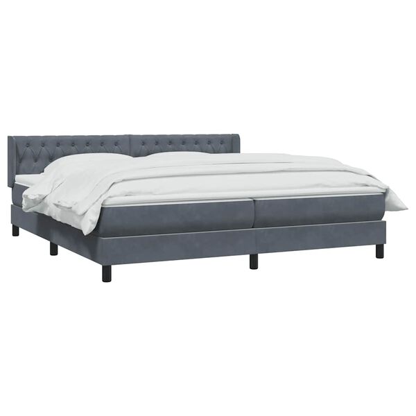 vidaXL Cama box spring con colch&oacute;n terciopelo gris oscuro 180x210 cm