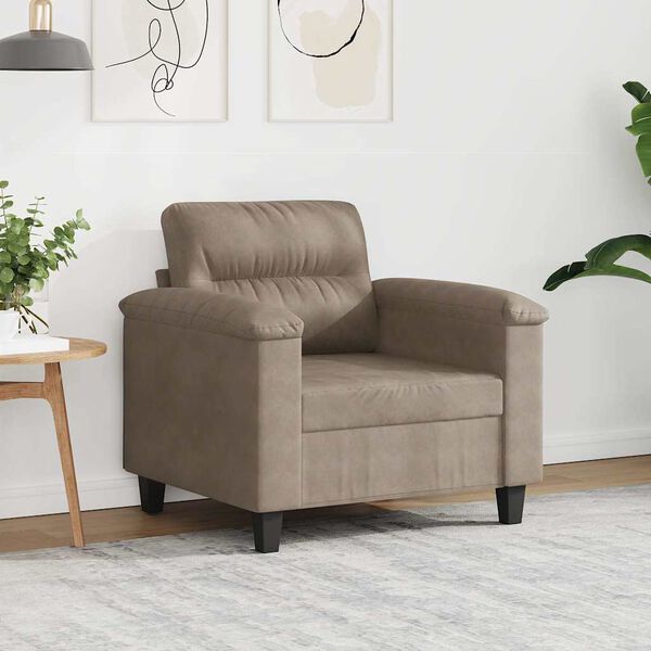 vidaXL Sill&oacute;n de tela de microfibra gris taup&eacute; 60 cm
