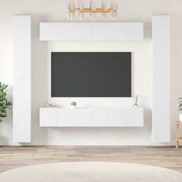 vidaXL Set de muebles de sal&oacute;n TV 6 piezas madera de ingenier&iacute;a blanco