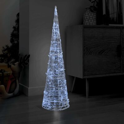 vidaXL Pirámide decorativa cono acrílico luces LED blanco frío 120 cm