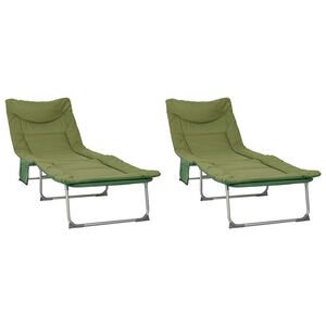 vidaXL Tumbona plegable con coj&iacute;n 2 uds. Verde oscuro