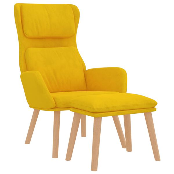 vidaXL Sill&oacute;n de relax con taburete terciopelo amarillo mostaza