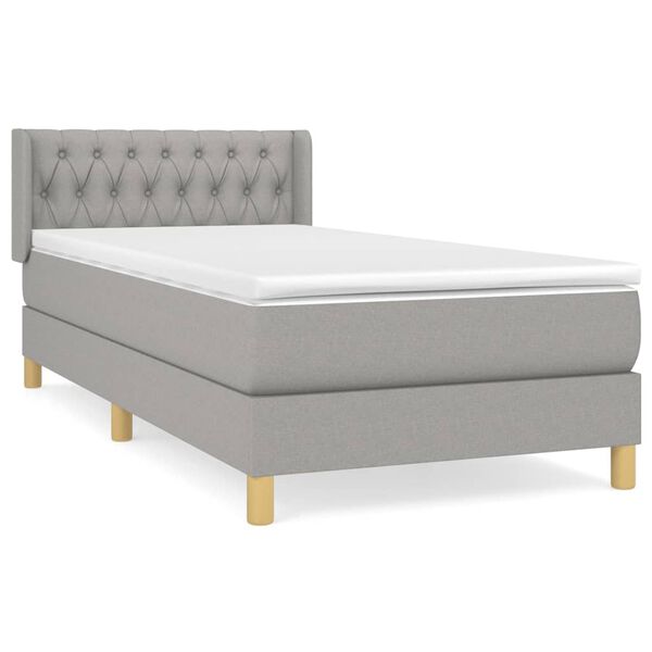 vidaXL Cama box spring con colch&oacute;n tela gris claro 100x200 cm