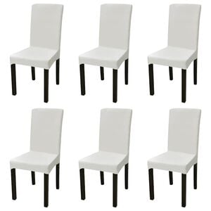 Funda para silla el&aacute;stica recta 6 unidades crema