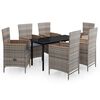 vidaXL Juego de comedor de jard&iacute;n 7 piezas con cojines gris