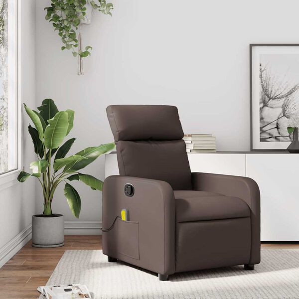 vidaXL Sillón de masaje reclinable cuero sintético marrón