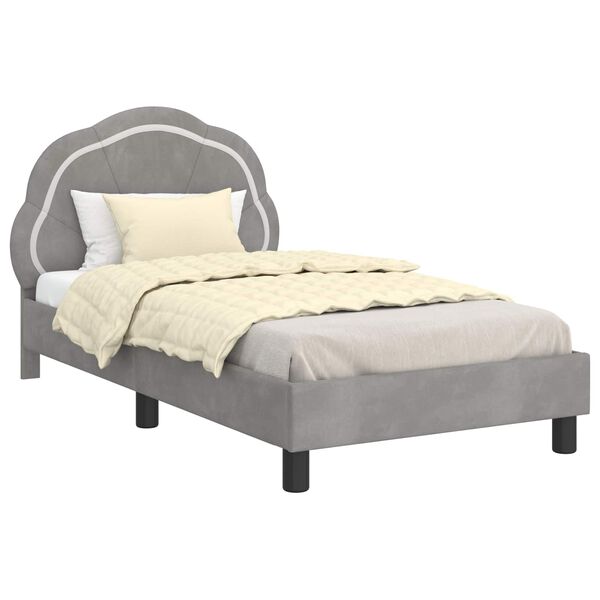vidaXL Cama para niños con cabecero Gris Claro 80 x 160 cm Terciopelo
