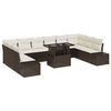 vidaXL Conjunto de sof&aacute; de jard&iacute;n 11 uds. Marr&oacute;n rat&aacute;n sint&eacute;tico