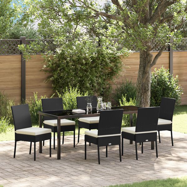 vidaXL Conjunto de Comedor de Jard&iacute;n 7 pcs Negro