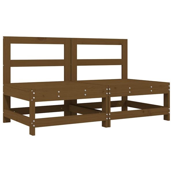 vidaXL Sofás centrales con cojines 2 uds madera de pino marrón miel