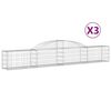 vidaXL Cestas de gaviones 3 uds forma de arco hierro 300x30x40/60 cm