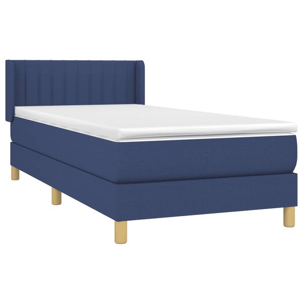 vidaXL Cama box spring con colch&oacute;n tela azul 90x200 cm