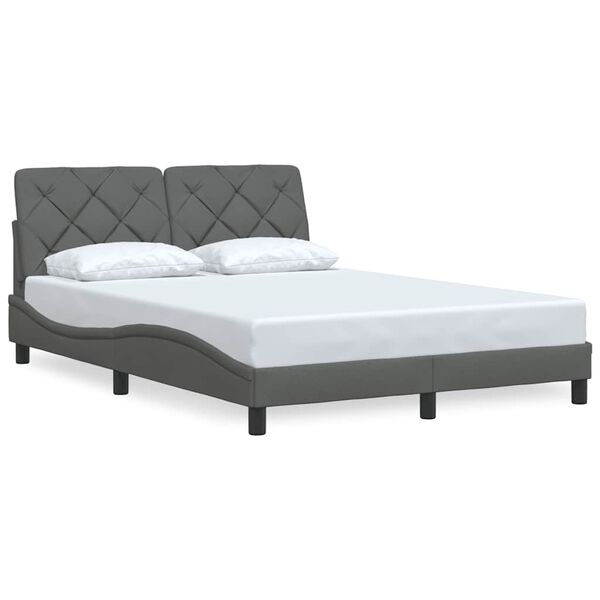 vidaXL Estructura de cama sin colch&oacute;n tela gris oscuro 140x190 cm